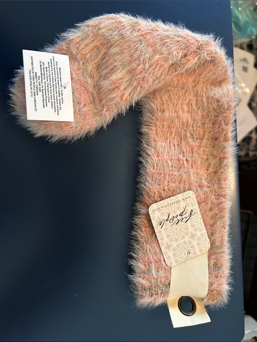 Free People Peachy Pink Fuzzy Curtain Tieback